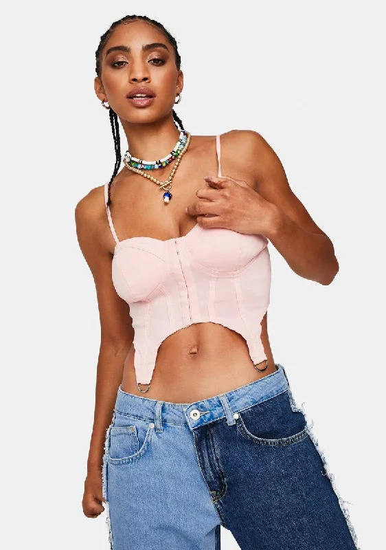 Women's Clothing Apparel Sets Diva Infinite Vibes Stretch Denim Hook Eye Bustier