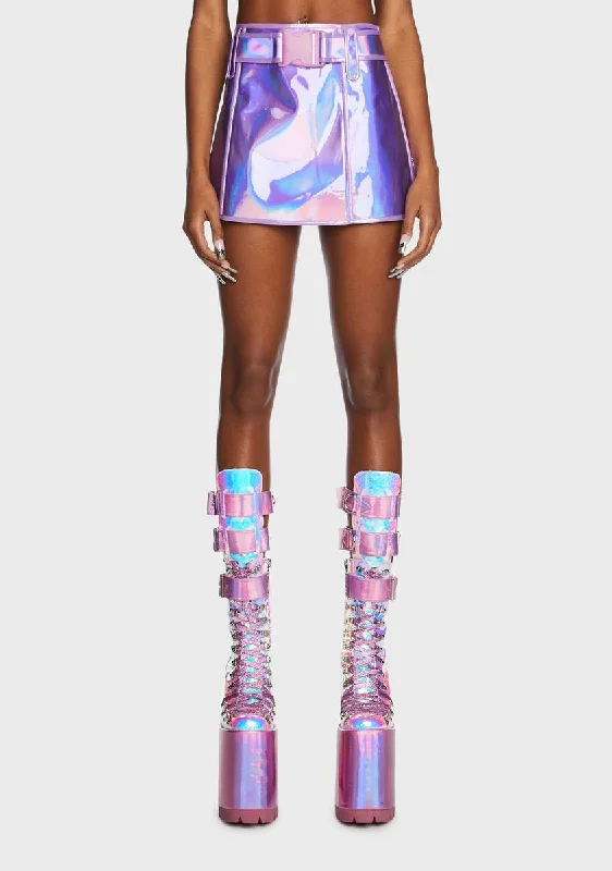 Classic Women's Apparel Lilac Dream Crusher Holographic Skirt