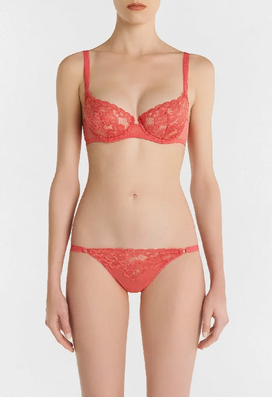 Women's Occasion Wear Apparel Coral Balconette Bra in Leavers Lace and Stretch Tulle Women's Occasion Wear Apparel Coral Balconette Bra in Leavers Lace and Stretch Tulle