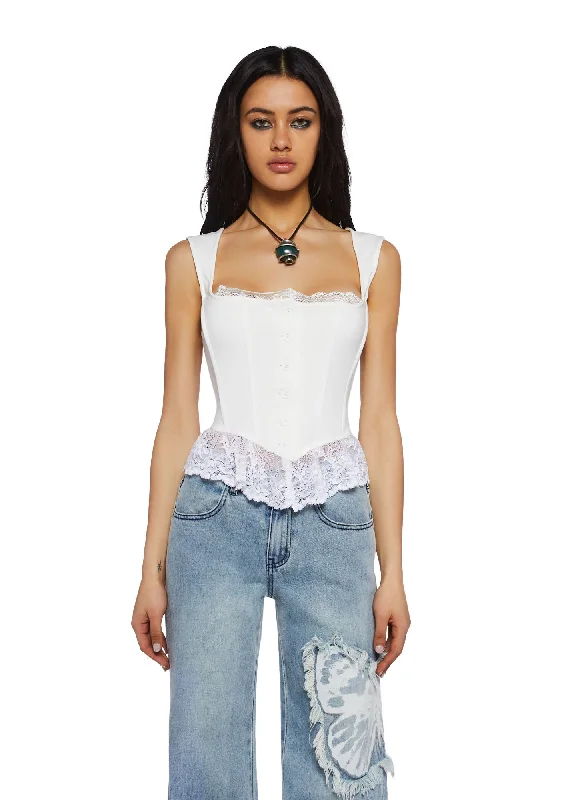 Women's Clothing For Casual Outings My Wish For You Bustier Top-White