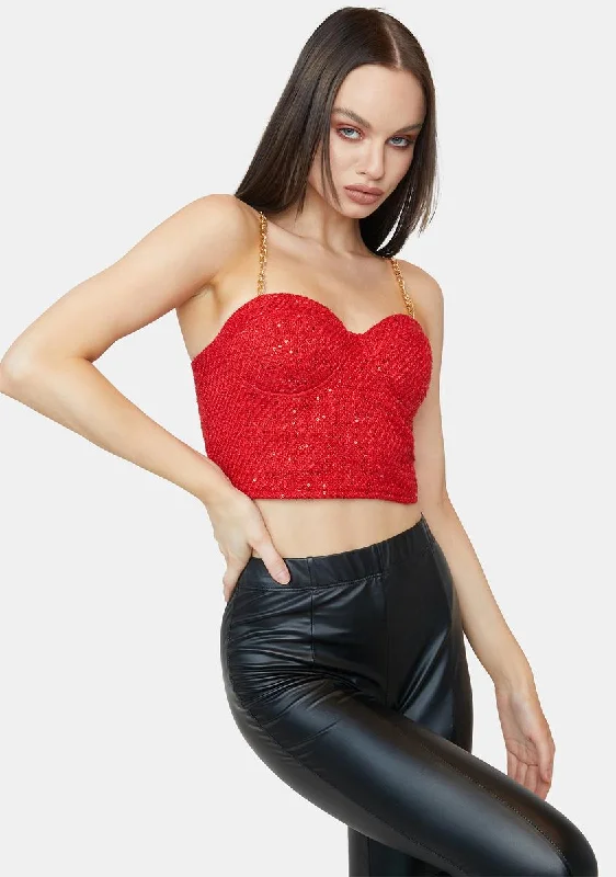 Women's Everyday Clothes Scarlet Chained Heart Bustier Top