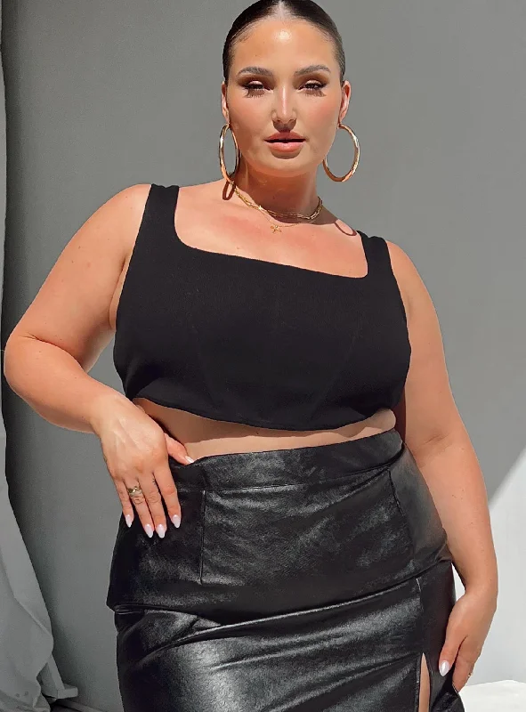 Women's Seasonal Apparel Kaeshia Rib Bustier Black Curve