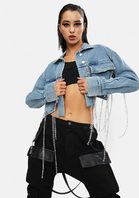 Modern Women's Apparel U Walk In Chained Denim Jacket