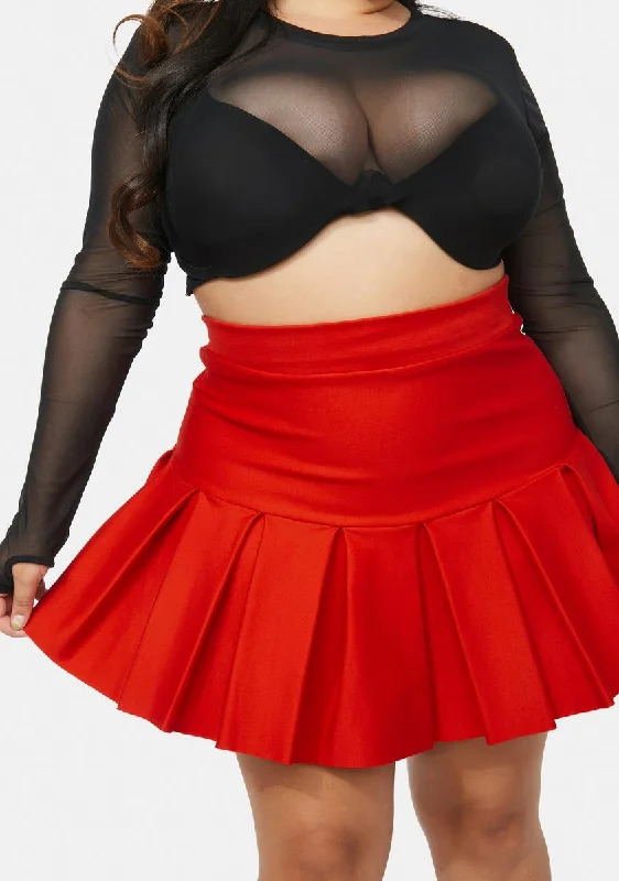 Women's Occasion Wear Apparel Plus Cherry Wicked Scholar Pleated Mini Skirt