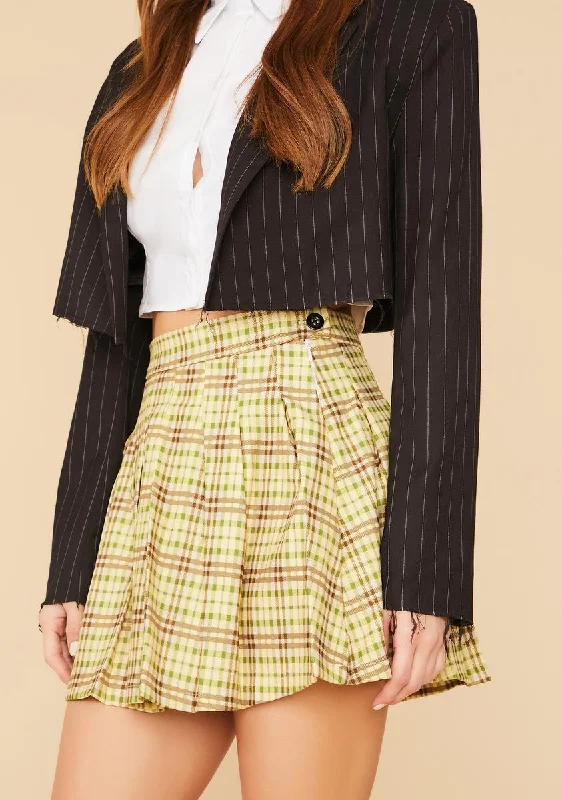 Women's Occasion Wear Apparel Study Date Plaid Pleated Mini Skirt