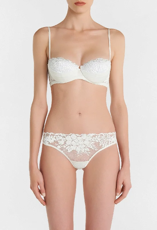 Women's Clothes And Apparel Off-White Bandeau Bra in Leavers Lace and Silk Georgette Women's Clothes And Apparel Off-White Bandeau Bra in Leavers Lace and Silk Georgette