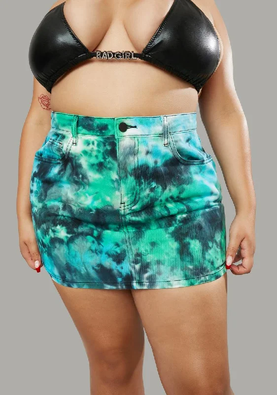 Women's Luxury Garments Plus Treasure Island Tie Dye Mini Skirt