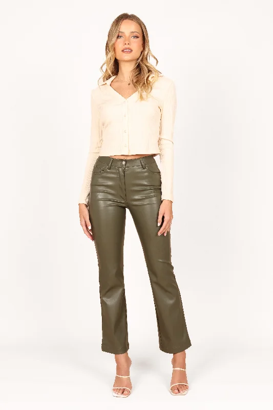 Women's Workout Garments Ashley Faux Leather Pants - Olive