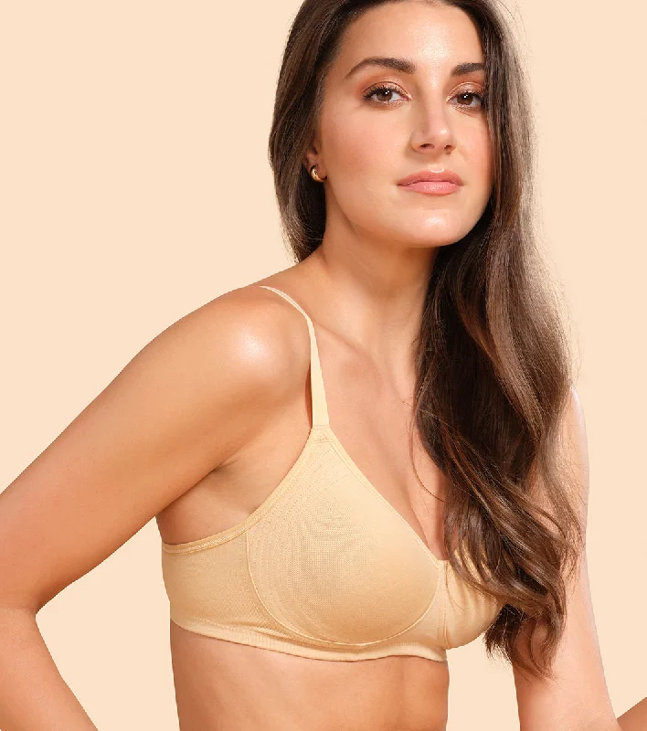 Women's Trendy Outfit Enamor Fab-Cool A042 Side Support Shaper Stretch Cotton Everyday Bra for Women- High Coverage, Non Padded and Wirefree - Skin Women's Trendy Outfit Enamor Fab-Cool A042 Side Support Shaper Stretch Cotton Everyday Bra for Women- High Coverage, Non Padded and Wirefree - Skin