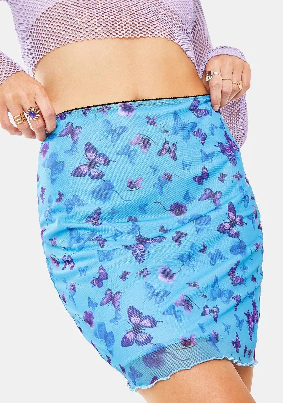 Affordable Women's Apparel Butterfly Azure Kinnie Mini Skirt