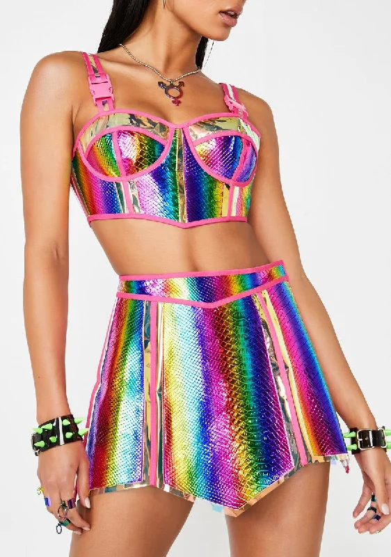 Women's Resort Attire Prismatic Empress Hologram Skirt