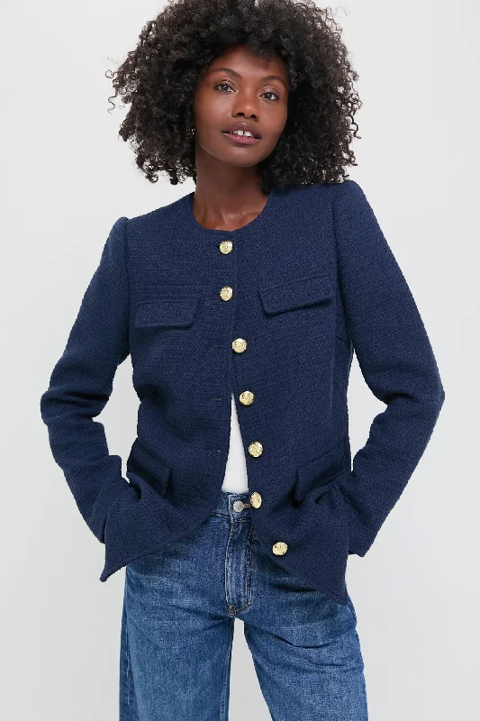 Women's Chic Apparel Navy Tweed Jennings Jacket