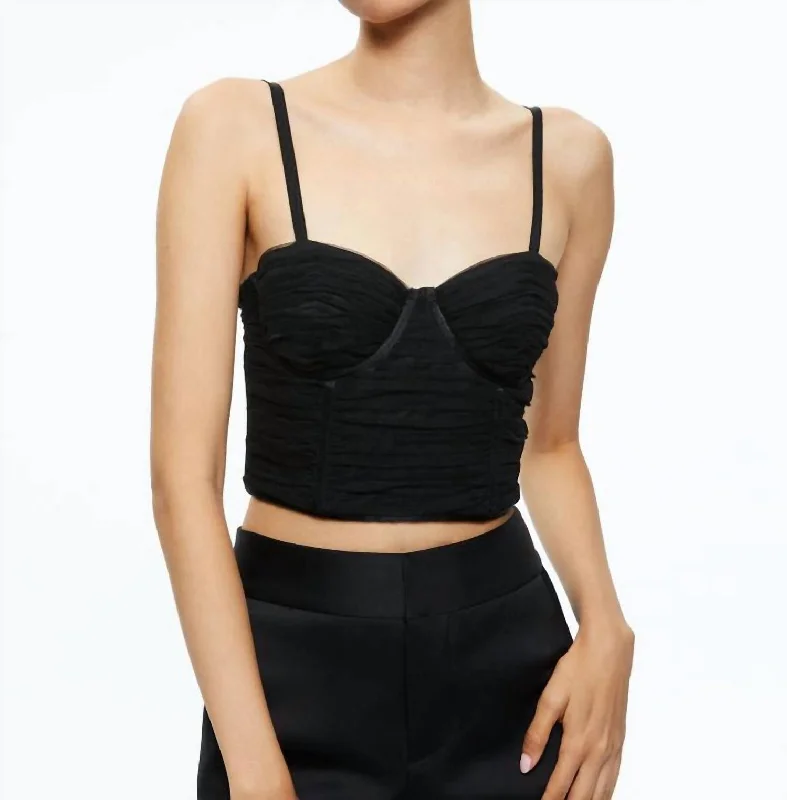 Vintage Clothing For Women Damia Ruched Bustier Top In Black