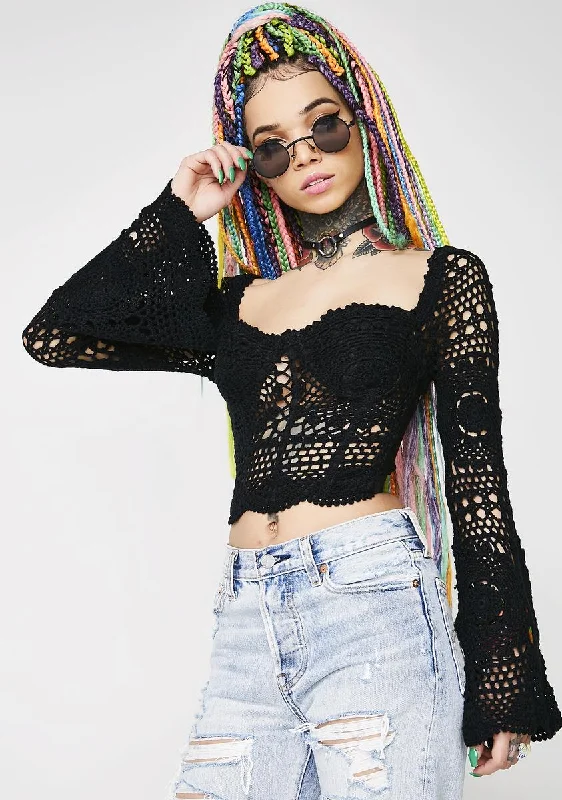 Women's Clothes For Outdoor Events Wild Child Crochet Bustier Top