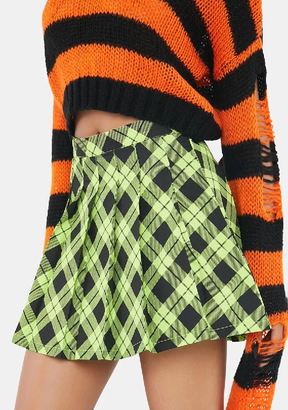 Affordable Women's Clothes Slime Haunted To Meet U Plaid Mini Skirt