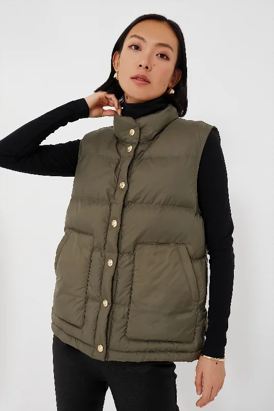 Women's Plus-Size Apparel Olive Green Inez Puffer Vest