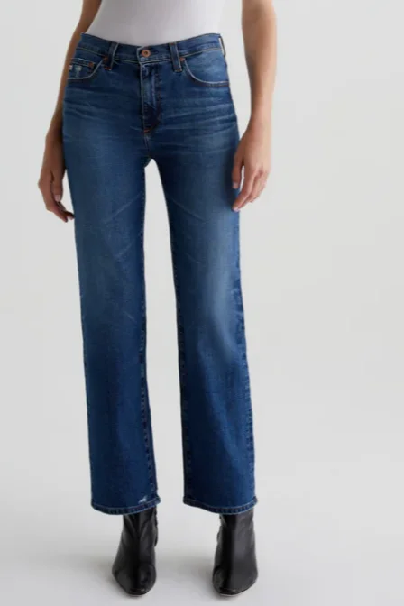 Women's Holiday Attire Mid Rise Straight Leg Denim