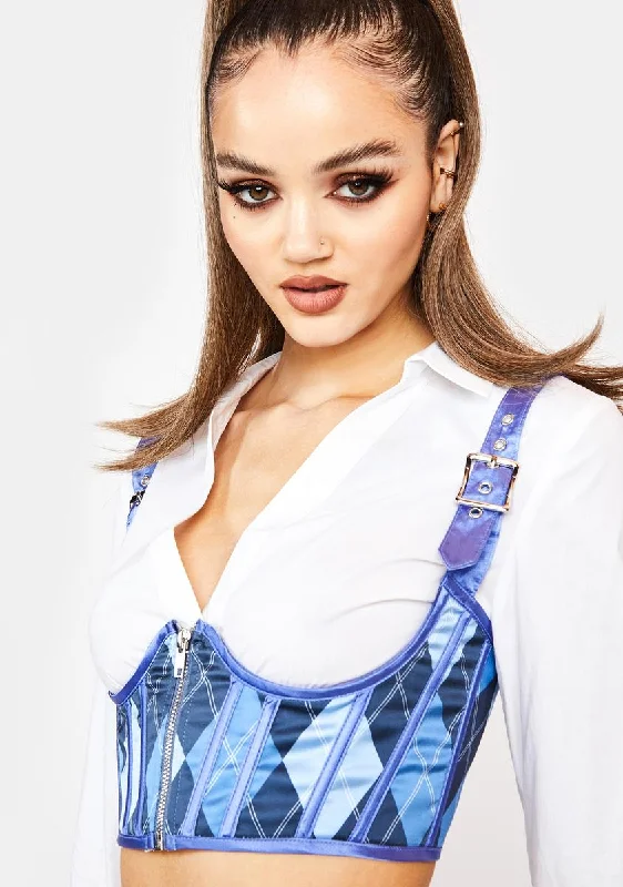Stylish Women's Garments Learn The Ropes Argyle Bustier