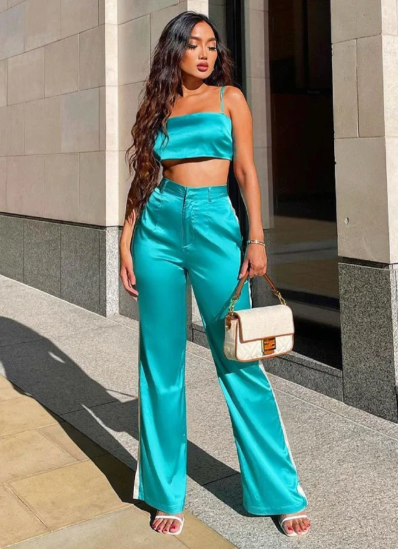 Women's Elegant Outfit Vintage Lovers Pants - Turquoise