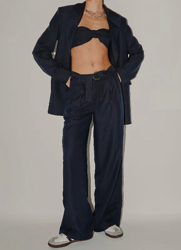 Stylish Women's Clothing City Slicker Suit Pant - Navy Ink