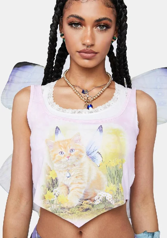 Affordable Women's Apparel Kitten With Wings Bustier Top