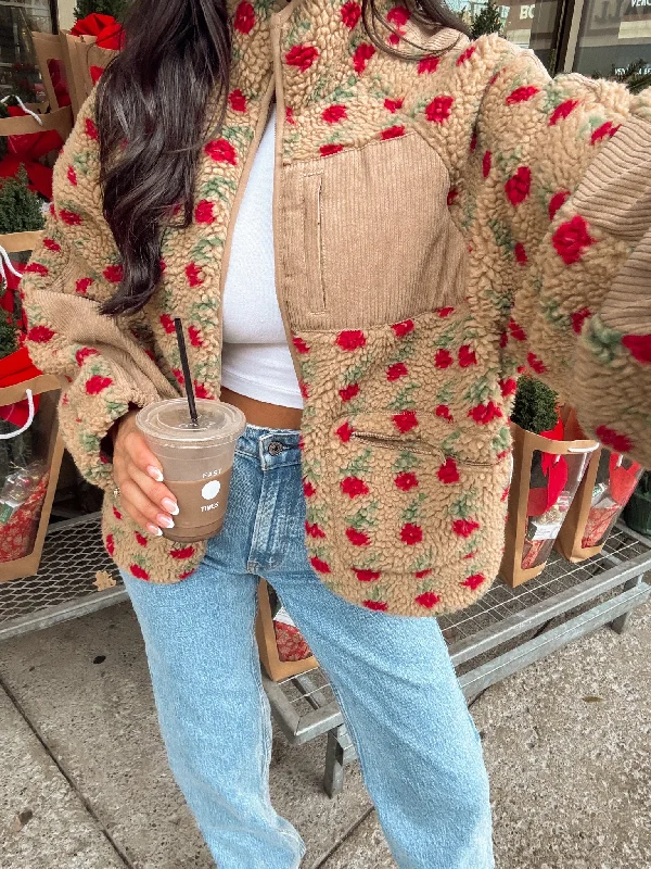 Women's Evening Clothes Stevie Floral Oversized Fleece Jacket