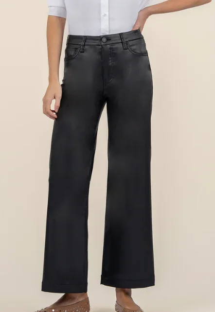 Vintage-Inspired Garments Black Coated wide Leg Pant