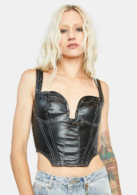 Timeless Women's Garments Ride Or Die Vegan Leather Bustier