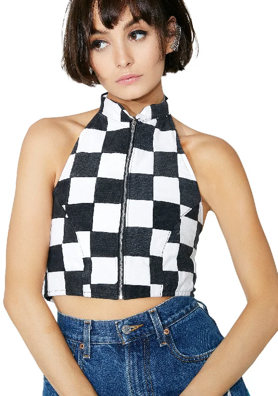 Women's Formal Event Attire Checkered Bustier