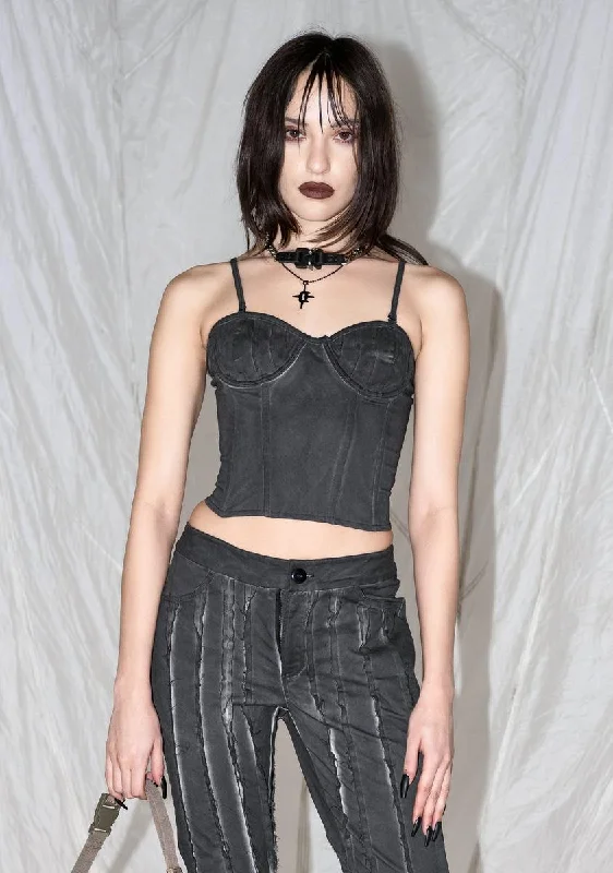 Women's Evening Apparel Synth Washed Bustier With Raw Edge Detail