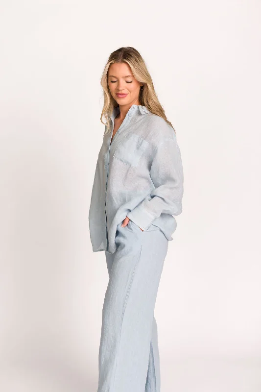 Women's Occasion Wear Apparel Pip Wide Leg Linen Pants in Light Blue