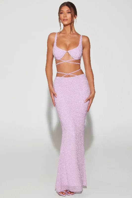 Women's Clothing For Everyday Wear Embellished Strappy Maxi Skirt in Lilac