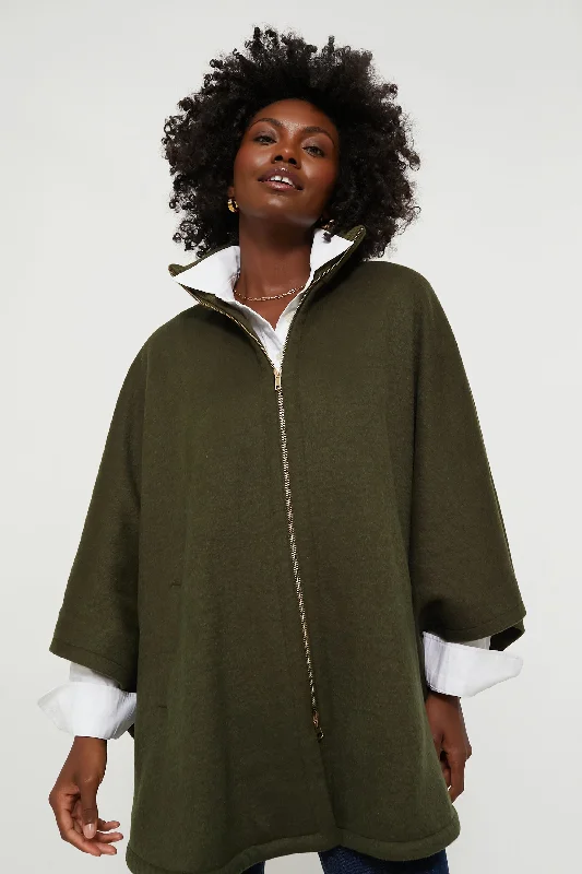 Women's Clothing Apparel Sets Olive Full Zip Huntington Poncho