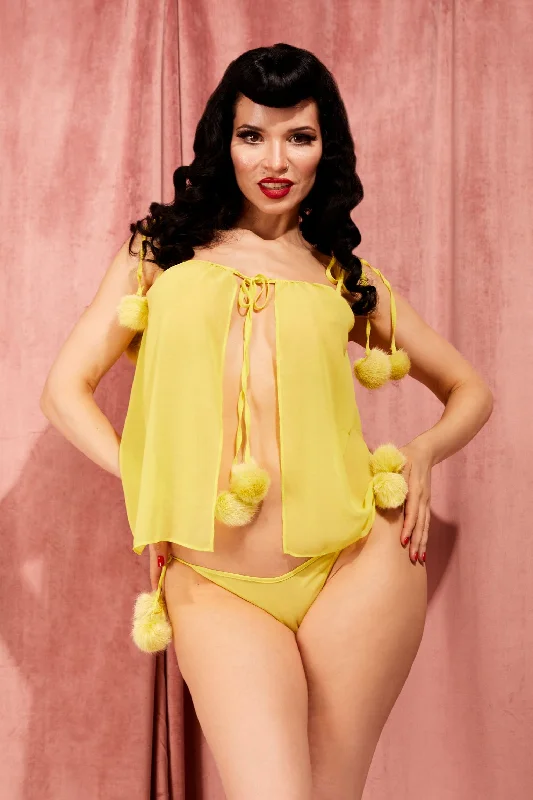 Women's Trendy Activewear Apparel Dolores Pom Pom Chemise Chartreuse