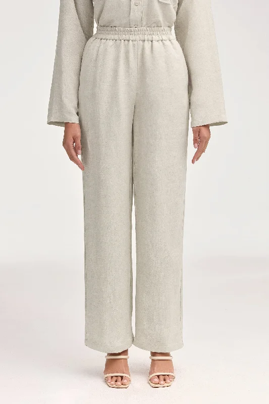 Timeless Women's Outfit Adalila Linen Wide Leg Pants - Oatmeal