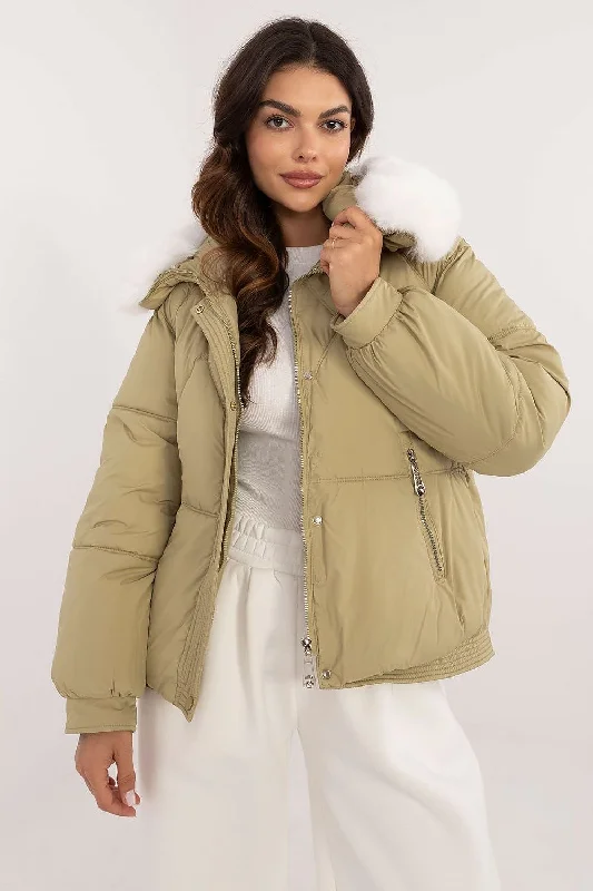 Women's Comfortable Apparel MBM Faux Fur Puffer Jacket