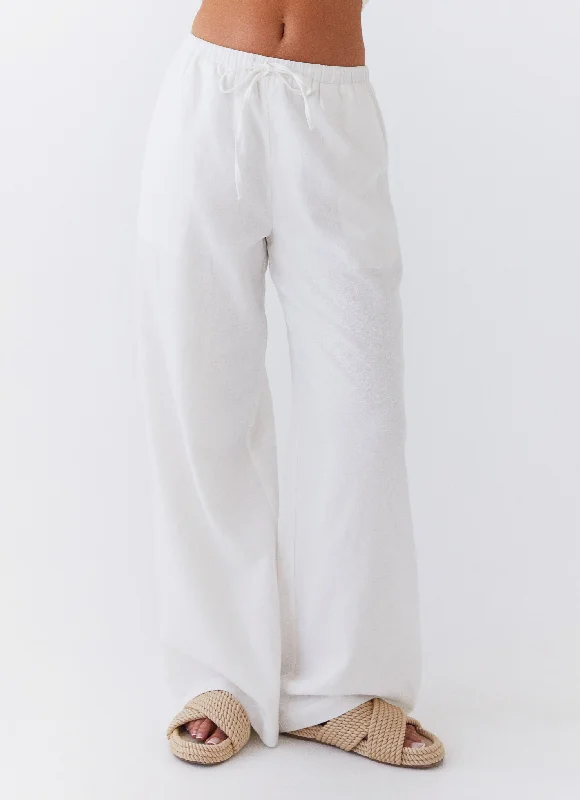 Vintage-Inspired Women's Clothes Fresh Face Linen Pants - White