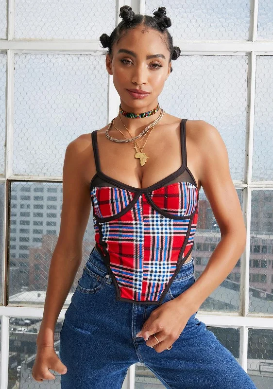 Women's Activewear Apparel Lustful Calls Plaid Bustier Top