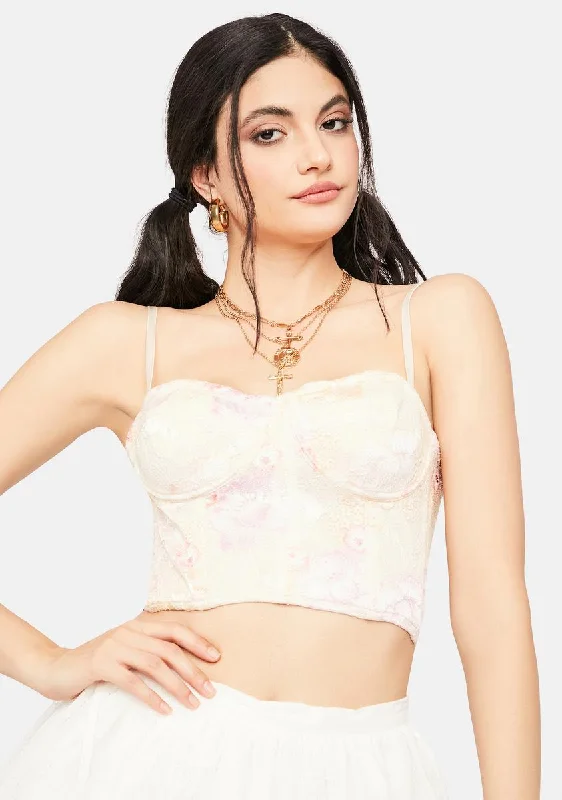 Stylish Women's Garments Blush Secret Bloom Lace Bustier