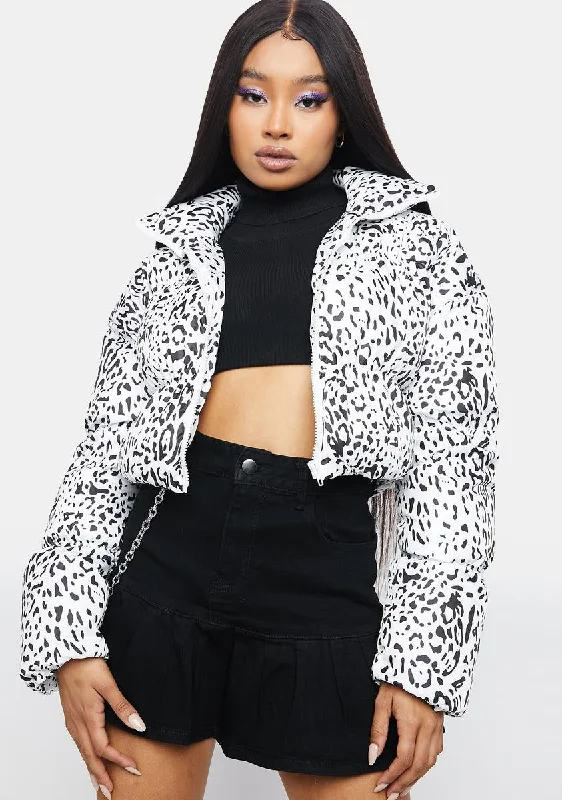 Women's Plus-Size Clothes Sinless Huntress Leopard Print Puffer Jacket