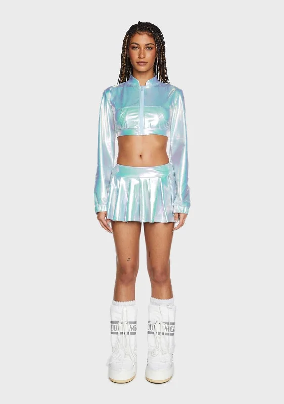 Women's Plus-Size Garments Aqua Just A Flirt Metallic Skort Set