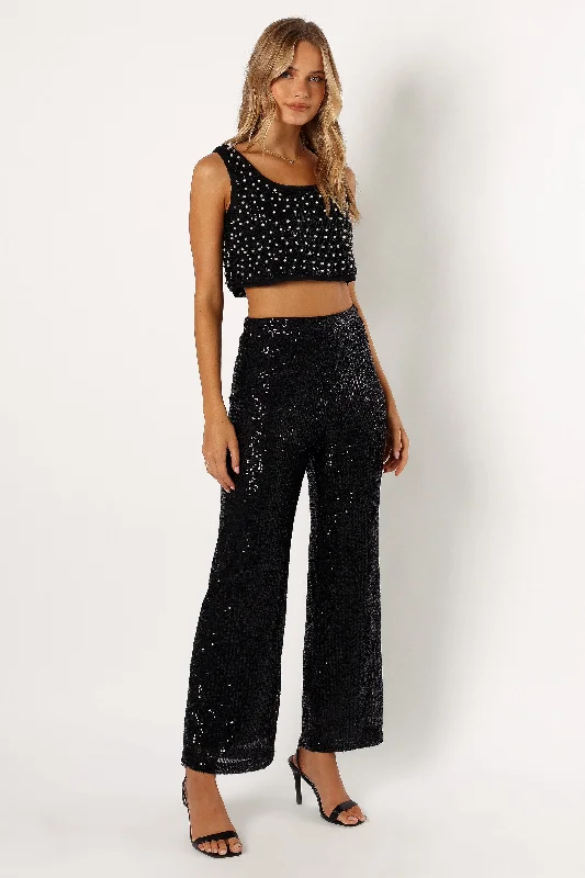 Women's Trendy Attire Lilianna Sequin Flare Pant - Black