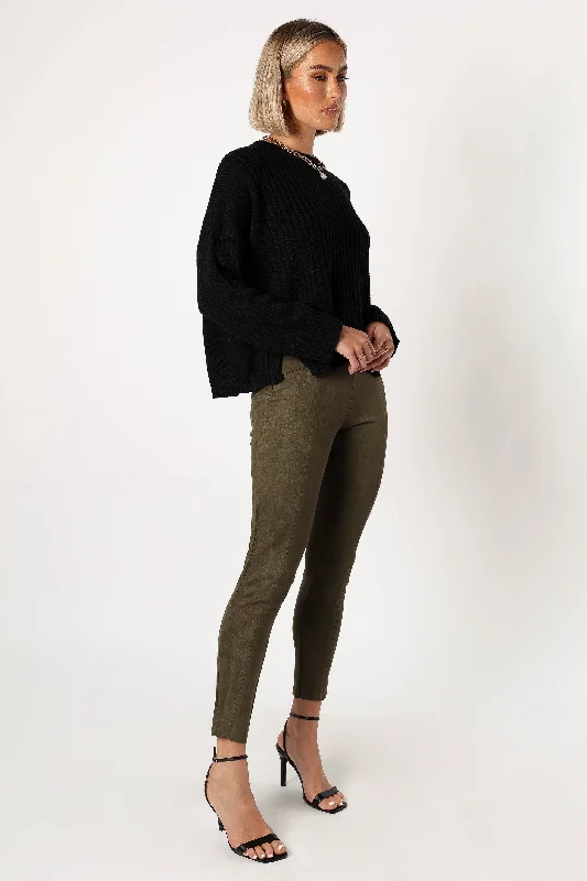 Women's Vintage Attire Morgan Suede Look Legging - Olive