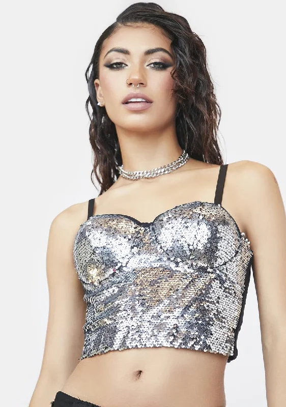 Women's Vintage Clothes Strike A Pose Sequin Bustier Top