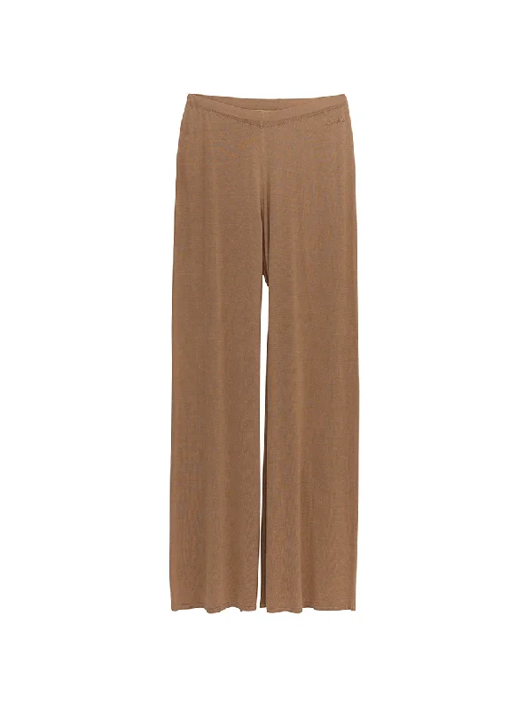 Women's Transitional Apparel Elastic Waist Wide Leg Knit Pants