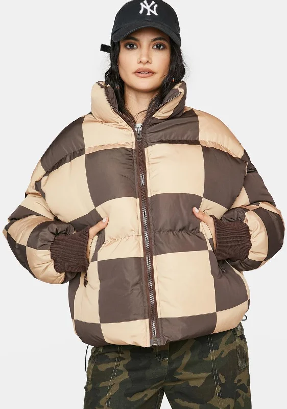 Women's Fashion-Forward Apparel Payton Check Puffer Jacket