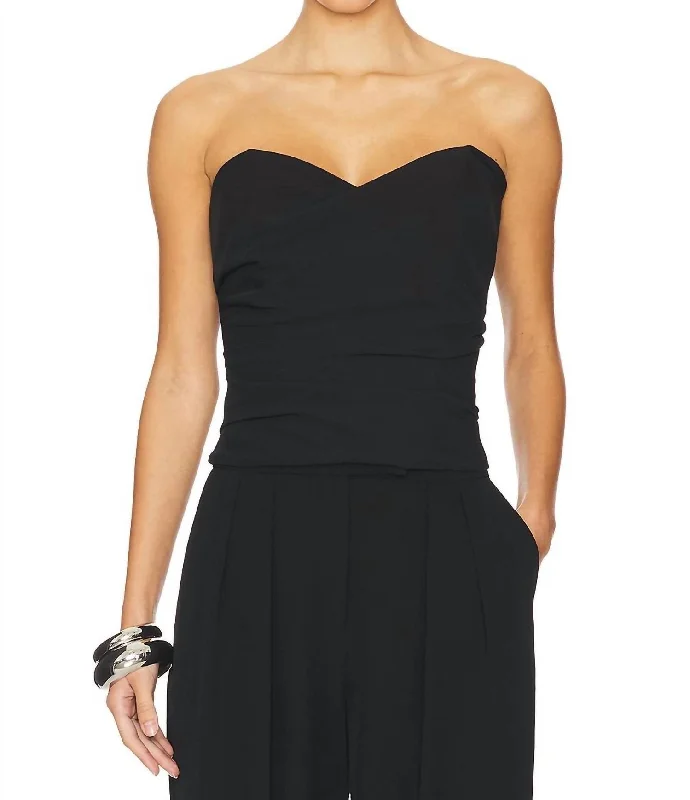 Women's Casual Apparel For Weekends Cowl Bustier Top In Black