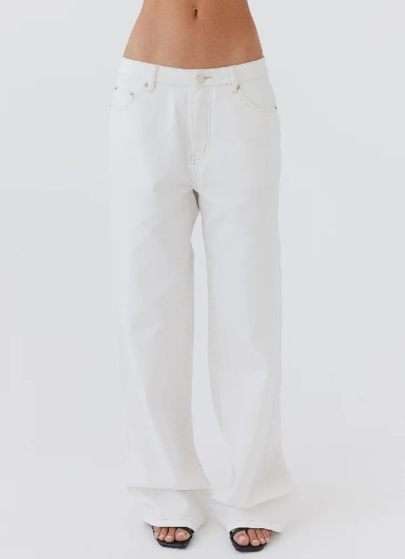 Women's Clothing Sets Keanna Low Rise Denim Jeans - Ivory