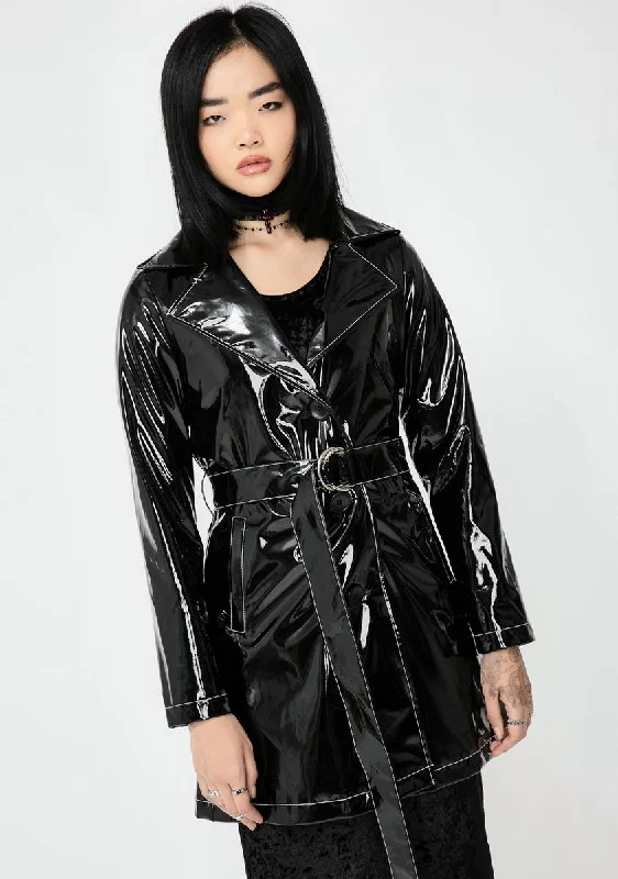 Women's Clothing Sets Dangerous Type Vinyl Trench