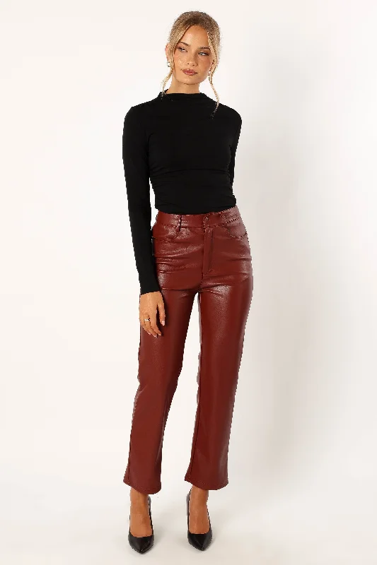 Women's Seasonal Attire Maverick Vegan Leather Pants - Merlot